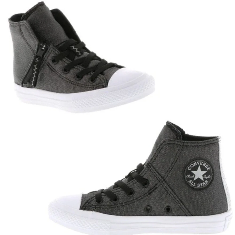 Converse Child's All Star Chuck Taylor Gray Sparkle Hi Tops 1.5